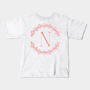 Pink Monogram Letter N Kids T-Shirt